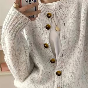 TEMU 여성용 캐주얼 컬러풀 버튼 프론트 가디건 - 부드러운 긴 소매, 라운드 넥, 가벼운 패션 캔디 컬러 도트 패턴, 캐주얼하면서도 우아한 의류 | 스트레치 원단 가디건, 캐주얼 복장에 적합