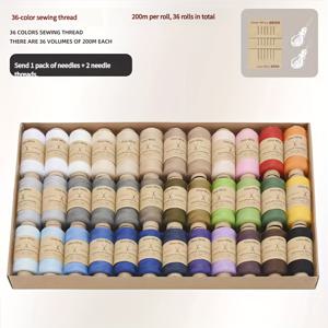 TEMU 생생한 실 36개 세트 - 박스에 포장된 실 패키지, 다양한 색상의 스풀 포함, 손바느질 및 공예에 적합, 의류 프로젝트에 이상적, 튼튼한 폴리에스터로 제작, 크라프트 종이 상자에 포장