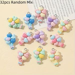 TEMU 32개/12개입 고품질 귀여운 컬러풀 풍선 펜던트 장식 - 광택 있는 컬러풀 공예 재료, 주얼리, 팔찌, 목걸이, 귀걸이 참, 키체인, 가방 장식에 적합 - 저렴한 핸드메이드 선물 아이디어, 공예 펜던트