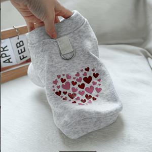 TEMU 발렌타인데이 스타일 강아지 옷, 사랑 가득, 라이트 그레이 오픈 버튼 무지 스웨트셔츠, 가을/겨울 따뜻한 옷, 귀여운 고양이 옷