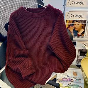 TEMU NS702 2025 빈티지 디렉셔널 여성용 루즈 스웨터, 풀오버, 가을/겨울 긴팔, 캐주얼하고 패셔너블하며 우아한 여성용 루즈 스웨터