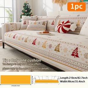 TEMU 2025년형 빨간색 크리스마스 테마 소파 쿠션 1개, 사계절에 적합한 미끄럼 방지 디자인