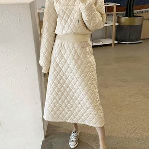 TEMU 겨울 의상에 완벽한 패딩 후드 스커트 세트, 2피스 구성