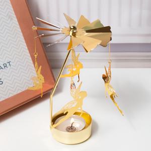 TEMU 1개 회전식 골든 핫 회전 촛대, 창의적인 회전식 촛대 장식 정교한 데스크탑 장식 소형 물품, 크리스마스 회전식 촛대, 저녁 파티 결혼식 촛대 장식 선물