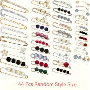 TEMU 28/44개 세트 (스타일 및 사이즈는 랜덤으로 혼합됨) 다양한 사이즈 조합. 여성용 고급 인조 진주 및 허리핀 세트 - 옷과 스커트를 고정하고 바지 허리 조절에 이상적인 다용도 사이즈