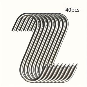 TEMU 40개입 고품질 뾰족한 스테인리스 스틸 S자 고리, 문 위, 고품질 가금류 고리, 고기, 소시지 걸이, 제품 진열에 적합하며 바베큐 도구로 사용 가능. 뜨겁고 차가운 스모크 키친에 이상적인 선택입니다.