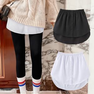 TEMU 투피스 세트 솔리드 버튼 장식 비대칭 스커트, 캐주얼 신축성 허리 스커트, 여성 의류