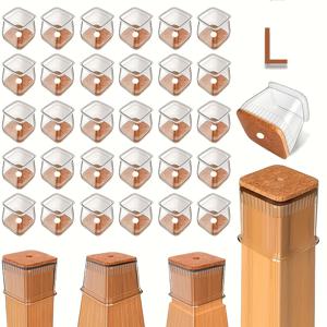TEMU 32개 헤비듀티 의자 다리 바닥 보호 패드 - 스크래치 방지 가구 패드, 하드우드 & 타일 바닥용 (접착제 없음), 의자/스툴 다리에 적합, 바닥 보호 (비닐, 린넨 호환)