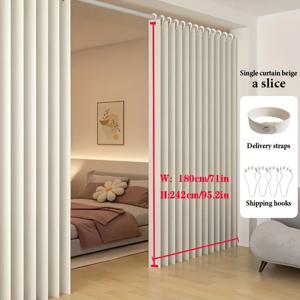 TEMU 접이식 베이지 스타일리시 대형 파티션 도어 커튼, 사계절용 웜룸 효과의 따뜻함, 세련되고 아름다운 홈 데코, 간편한 보관