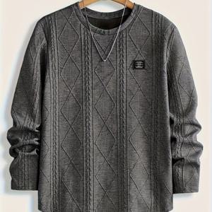 TEMU 남성용 라운드넥 캐주얼 긴팔 티셔츠