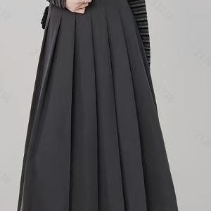 TEMU 소격녀에게 어울리는 여성용 하이웨이스트 A라인 주름 스커트 - 미디 기장 지퍼 클로저 엄브렐라 스커트, 기계 세탁 가능 솔리드 그레이 스커트, 사무실, 캐주얼 복장용 - 활용도 높은 의상