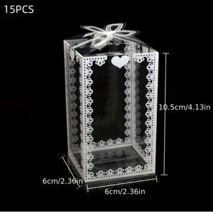 TEMU 15개 멀티 사이즈 투명 프린트 PVC 선물 상자 | 파티 답례품, 웨딩 답례품, 크리스마스, 할로윈, 생일 및 화이트 리본이 달린 비즈니스 포장에 이상적