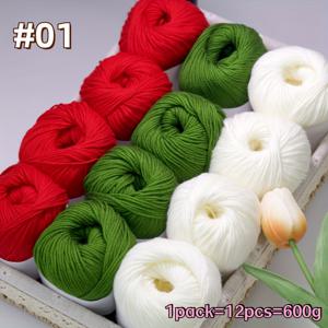 TEMU 12개입 6겹 털실 공예 뜨개질 중간 두께 후크 슬리퍼 Bombyx 모리구리 단백질 털실 인형 코바늘 뜨개질