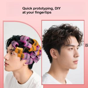 TEMU QQ 롤 투명 키높이 시스루 이발기 곱슬머리 하트 헤어 하이 크라니얼 탑 헤어 뿌리 부스팅 이발기 플레임 이발기 불꽃놀이 핫 틴포일 남녀 공용