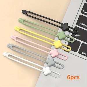 TEMU 6개입 자동 잠금 실리콘 이어폰 케이블 타이, 분실 방지 잠금 장치, 이어폰, 헤드폰, 열쇠, 태블릿용 내구성 강한 코드 정리기 (스마트폰, 노트북 호환)