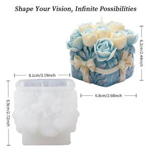 TEMU 로맨틱한 플로럴 선물 상자 모양의 양초 실리콘 몰드, 선물과 꽃을 완벽하게 결합합니다. 이 고온 저항, 재사용 가능한 실리콘 몰드는 쉬운 탈지 및 청소를 위해 부드러운 내부를 특징으로 합니다. 수제 향초 제작에 적합합니다.