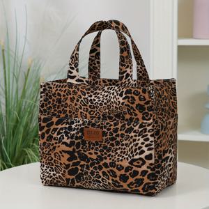 TEMU 새로운 대용량 두꺼운 패브릭 토트백, 지퍼 반마감 디자인의 트렌디한 작업복 스타일, 사이드 컵 홀더 + 앞면 지퍼 포켓, 쇼핑 및 잡화 정리용으로 적합, 레트로 스타일, 프린트, 대용량