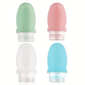 TEMU 4개입 1oz 여행용 실리콘 스퀴즈 병, 누수 방지 및 안전한 실리콘 스트랩, 재사용 가능한 휴대용 미니 사이즈 용기, 샴푸 및 로션용 리필 가능 병