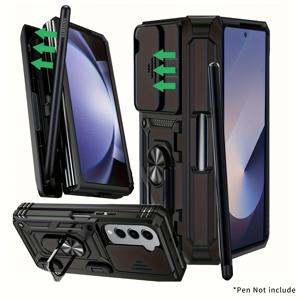 TEMU 휴대폰 케이스 - 삼성 갤럭시 Z 폴드 7 6 휴대폰 케이스 커버에 적합한 마그네틱 카드 홀더 케이스, 링 홀더 스탠드 킥스탠드 슬라이드 카메라 보호대, 차량 마운트용 범퍼 포함