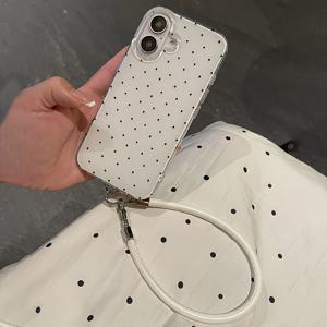 TEMU 휴대폰 케이스 - 아이폰 17, 16, 11, 13, 15, 15 Plus, 15 Pro, 15 Pro Max, 12, 14 Pro Max, 11 Pro Max, 12 Pro, 12 Pro Max, 13 Pro, 13 Pro Max, 14 Pro 호환, 귀엽고 매력적인 물방울 무늬 휴대폰 케이스 (스트랩 포함)