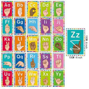 TEMU 26개 재미있는 26개 영어 알파벳 제스처 창의적인 미술 카드보드 엽서 거실 침실 교실 장식 휴일 생일 이상적인 선물 홈 벽 장식