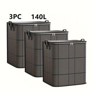 TEMU 3개 세트 접이식 옷장 이동용 가방, 대용량 더블 지퍼 핸들 포함, 가정용 의류 및 침구 보관, 이사, 여행, 침대 밑 수납 바구니 및 침대 밑 수납 가방에 적합