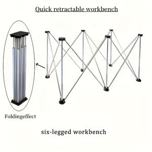 TEMU 헤비듀티 휴대용 접이식 레그 작업대, 다기능 테이블탑, 조립 불필요, 목공, 타일 작업, 전시회에 적합