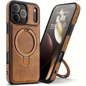 TEMU 아이폰 17 시리즈 럭셔리 우아한 케이스, 자석 보이지 않는 스탠드, 고급 PU 가죽, 스탠드 지원, 아이폰 17 시리즈 슬림 킥스탠드 폰 커버