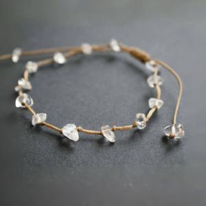 TEMU 순수 천연 투명 스톤 수제 조절 가능한 섬세한 미학 여성 로맨틱 네이티브 스톤 발찌