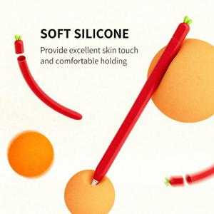 TEMU Apple 펜슬 케이스, 만화 실리콘 스킨 커버, Apple 펜슬(2세대) 호환, 보호 액세서리, iPad Pro 11/12.9인치용, 레드