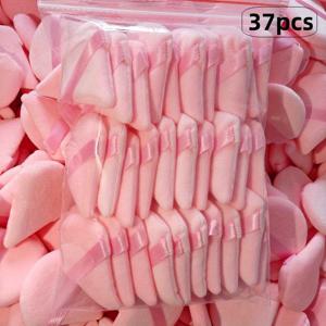 TEMU 17-27-37개 대형 핑크 삼각형 파운데이션 퍼프, 루스파우더 발림 및 메이크업 세팅용. 루스파우더 메이크업 스펀지나 뾰족한 끝을 사용하여 눈가 부분에 컨실러를 발라 메이크업을 세팅하고 균일한 마무리를 보장합니다