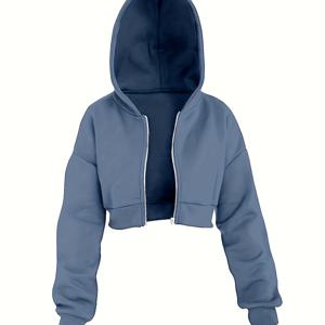 TEMU 여성 패션용 짧은 지퍼업 후드티