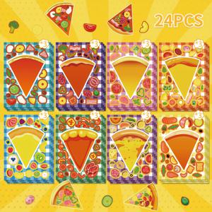 TEMU 8개/16개/24개 피자 스티커 | 책, 다이어리, 물병, 노트북, 여행 가방, 바구니 장식, 파티 선물용 만화 표정 디자인 - 혼합 색상, 일회용