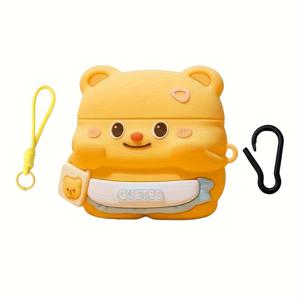 TEMU 3D 백팩 곰 인어귀 케이스 세트 1개, Pro 2/Pro 및 4/3/2/1 호환, 스타일리시하고 심플하며 예술적인 이어폰 케이스. 세트 구성: 이어폰 파우치 + 랜야드 + 낙하 방지 버클