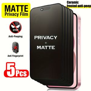 TEMU 아이폰 17 프로 맥스/17 에어/16 프로 맥스/16 플러스/15 프로 맥스/14/13/12/11/XS/XR 시리즈 호환, 5개입 풀커버 매트 프라이버시 스크린 보호필름, 안티스파이 업그레이드 엣지 보호, 낙하 방지, 스크래치 방지, 간편 설치, 버블 프리