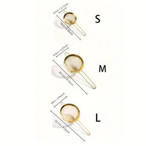TEMU 3개 골드 미세 메시 스트레이너, 밀가루 체, 주방 거름망, 베이킹 도구, 주방 용품, 주방 도구, 레스토랑 도구