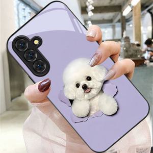 TEMU 휴대폰 케이스 - 단색 귀여운 강아지 패턴 폰 케이스, 삼성 갤럭시 S9+/S10/S20+/S20 울트라/S21 5G/S21+/S22/S23 플러스/S24 플러스/S25/S25 엣지/노트 9/노트 10/노트 10+/노트 20/노트 20 울트라 호환, 낙하 방지 강화 유리 보호 커버