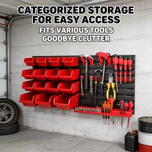 TEMU 39개 대형 공구 보관 랙 (렌치, 드라이버, 드릴 비트, 나사, 망치 포함); 차고 정리 및 다용도 선반 솔루션으로 이상적이며 아버지에게 훌륭한 선물입니다.