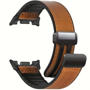 TEMU 삼성 8/8 클래식 스마트워치 밴드 호환 - 40mm & 44mm/46mm 케이스용 합성 가죽 스트랩, 자석 버클, 남녀공용 손목밴드, 내구성 있는 워치 액세서리