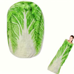 TEMU 사실적인 양상추 패턴 플란넬 담요 1개 - 부드러운 기하학적 나뭇잎 디자인, 사계절 홈 데코 편안한 담요, 독특한 선물 아이디어, 모던 스타일, 재미있는 장식용 겨울용 특대형 특대두꺼운 따뜻한 플란넬 담요, 아늑하고 부드럽고 따뜻한 담요, 세탁기 사용 가능, 플러시 숄, 침대 담요, 소파 담요 또는 에어컨 담요, 낮잠, 캠핑, 여행에 이상적