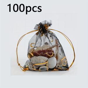 TEMU 100개 오간자 드로스트링 하트 프린트 투명 선물봉투, 웨딩 파보, 파티 파보, 보석, 사탕 및 장식용, 웨딩 파보 봉투 | 선물봉투 | 드로스트링 클로저, 소형 선물봉투