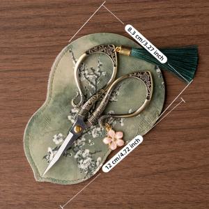 TEMU 실용적인 가위 보관 세트, 스테인리스 스틸 날카로운 칼날, 금속� 보관 파우치, 십자수/종이/실 다듬기용 필수 도구