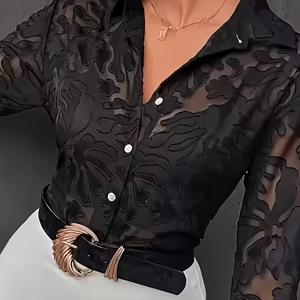 TEMU 봄가을 프렌치 스타일 우아한 멀티핏 긴팔 여성 셔츠