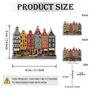 TEMU 1 네덜란드 거리 자석 - 암스테르담 스타일 네덜란드 하우스, 경사屋根, 빨간색, 주황색, 노란색, 초록색, 갈색 - 강력 접착, 냉장고, 냉장고 또는 여행 장식에 적합 - 네덜란드 문화 애호가, 어버이날 선물로 완벽 - 잔여물 없음