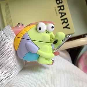 TEMU AirPods Pro 2/3/4용 껍질이 벗겨진 물고기 이어폰 쉘 | 녹색 PVC 및 합성 고무, 미끄럼 방지 소프트