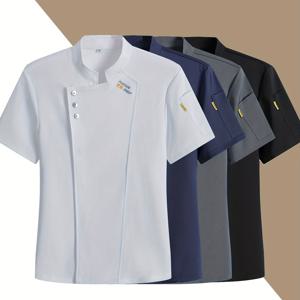 TEMU 주방 베이킹 및 레스토랑 요리사 작업에 적합한 포켓이 있는 네 가지 색상의 요리사 유니폼