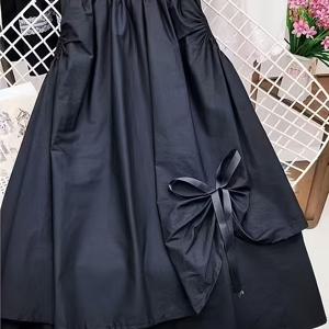 TEMU 봄/가을, 불규칙 플레어 스커트, 미디엄 길이 A라인 스커트, 펜슬 스커트, 신상 여성 스타일, 리본, 장식 포켓