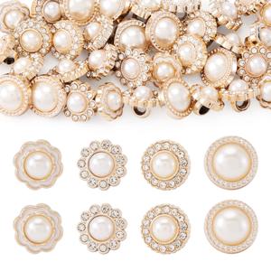 TEMU 4가지 스타일의 아크릴 라인스톤 생크 버튼 40개 세트 (모조 진주 비즈 포함). 이 혼합 색상 및 모양의 추가는 지갑 제작 및 의류 생산, 지갑 만들기, DIY 지갑 만들기에 적합합니다.