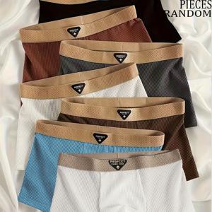 TEMU 7개 랜덤 솔리드 드로즈. 남성 패션, 아이스 클로thing, 데일리 및 캐주얼 웨어용 드로즈 팬티