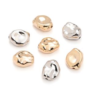 TEMU 2D 플랫 - 50개입 12X 15mm 플라스틱 CCB 비즈 골든 실버 불규칙 플랫 라운드 비즈, 구멍 있는 부드러운 루스 스페이싱 비즈, 장식 비즈 패션 주얼리 제작, 핸드메이드 비즈 목걸이 팔찌 귀걸이 키 체인 추가 재료 공예 수공예